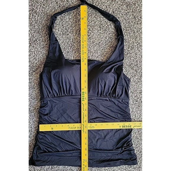 Lands' End Black Reg 14 D Halter Swim Top Ruched Solid Padded Bra Womens  S804 - Picture 7 of 9